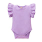 Lysmuch Baby Girls Ruffle Short Sleeve Bodysuit Infant Solid Onesie Casual Plain Blouse Top Romper (Purple, 6-12 Months)