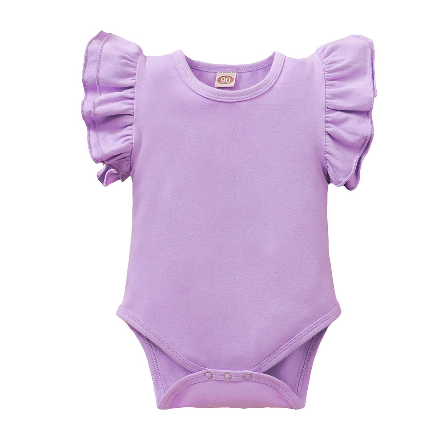 Lysmuch Baby Girls Ruffle Short Sleeve Bodysuit Infant Solid Onesie Casual Plain Blouse Top Romper (Purple, 6-12 Months)