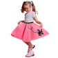 Poodle Skirt 1950S Costume Accessory Set Of 5Pcs For Girls,100 Days Of School Costume For Kids Pink