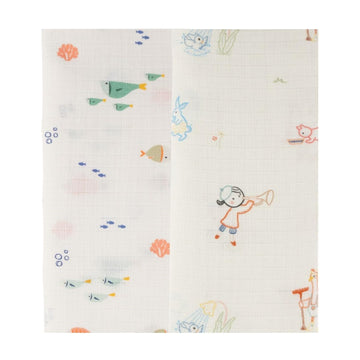 DULAAR Organic Muslin Swaddle (Set of 2) (Scuba Life + Storybook Walk)