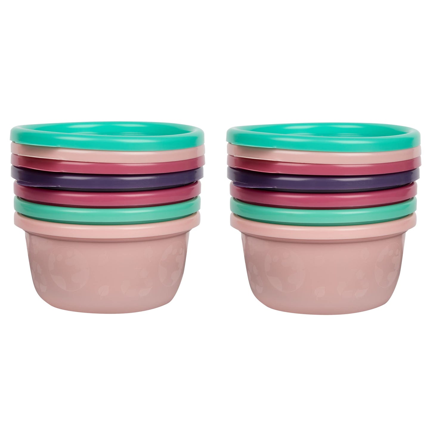 The First Years Greengrown Reusable Bowls With Lids - Toddler Snack Bowl - 8 Pack - Pink/Purple/Teal