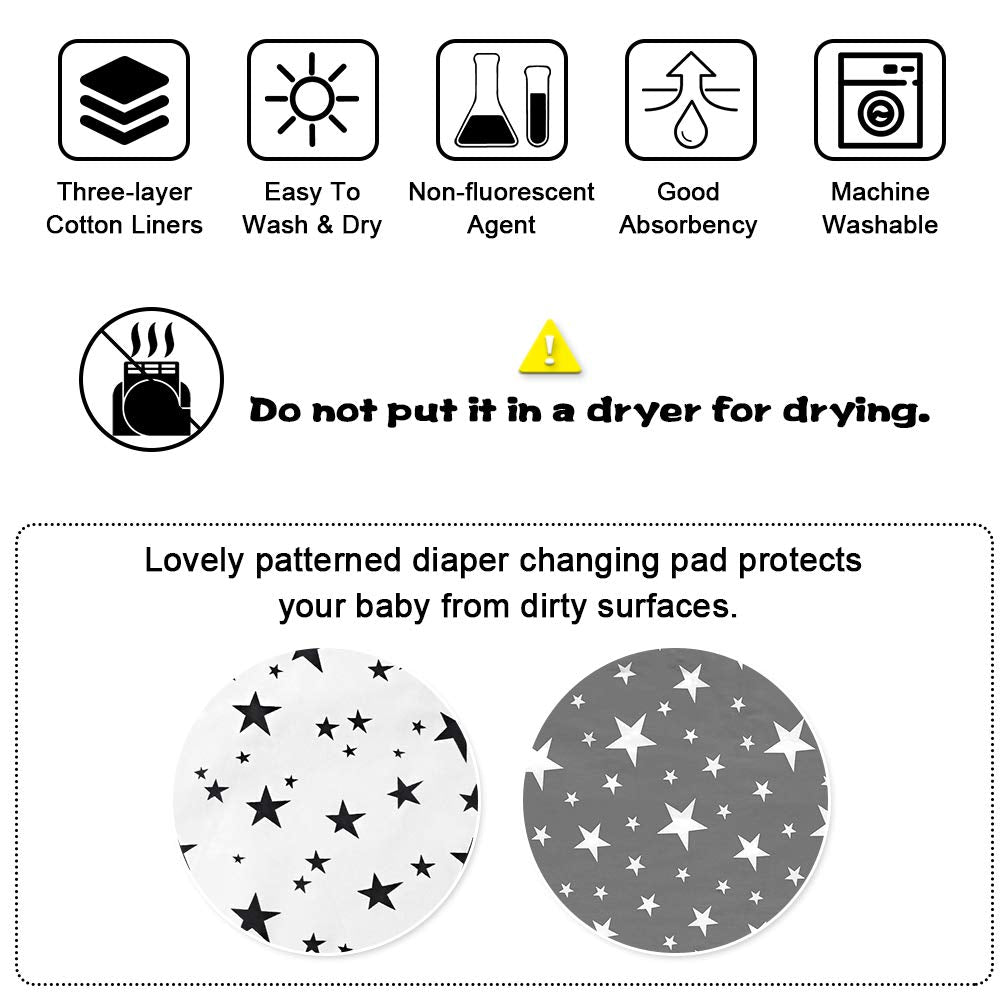 2 Packs Baby Diaper Changing Pad Maveek 19.7'' X 27.6'' Waterproof Changing Mat Portable Diaper Pad Travel Changing Mat Foldable