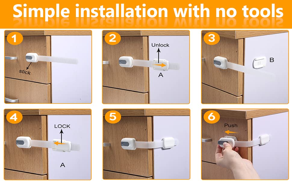 Vmaisi Baby Proofing Cabinet Locks - Childproofing Adjustable Multi Use Straps Latches for Drawers, Fridge, Dishwasher, Toilet S