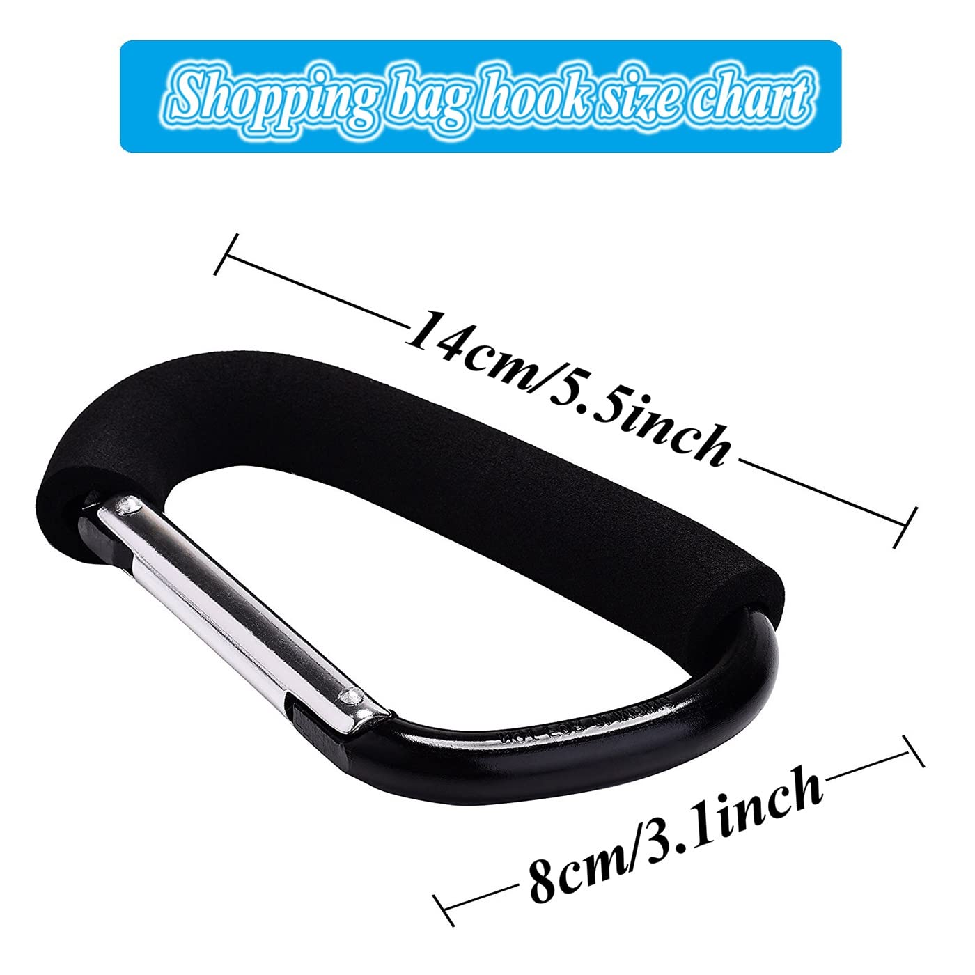 Stroller Hooks By Baby,Large Stroller Hooks For Mommy, 2 Pcs Carabiner Stroller Hook Organizer For Hanging Purses, Diaper Bag, S