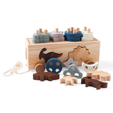 Montessori Toys for 1 2 3 Years Boys Girls Birthday Gift, Wooden Stacking Toys Preschool Learning Fine Motor Skills Game for Tod