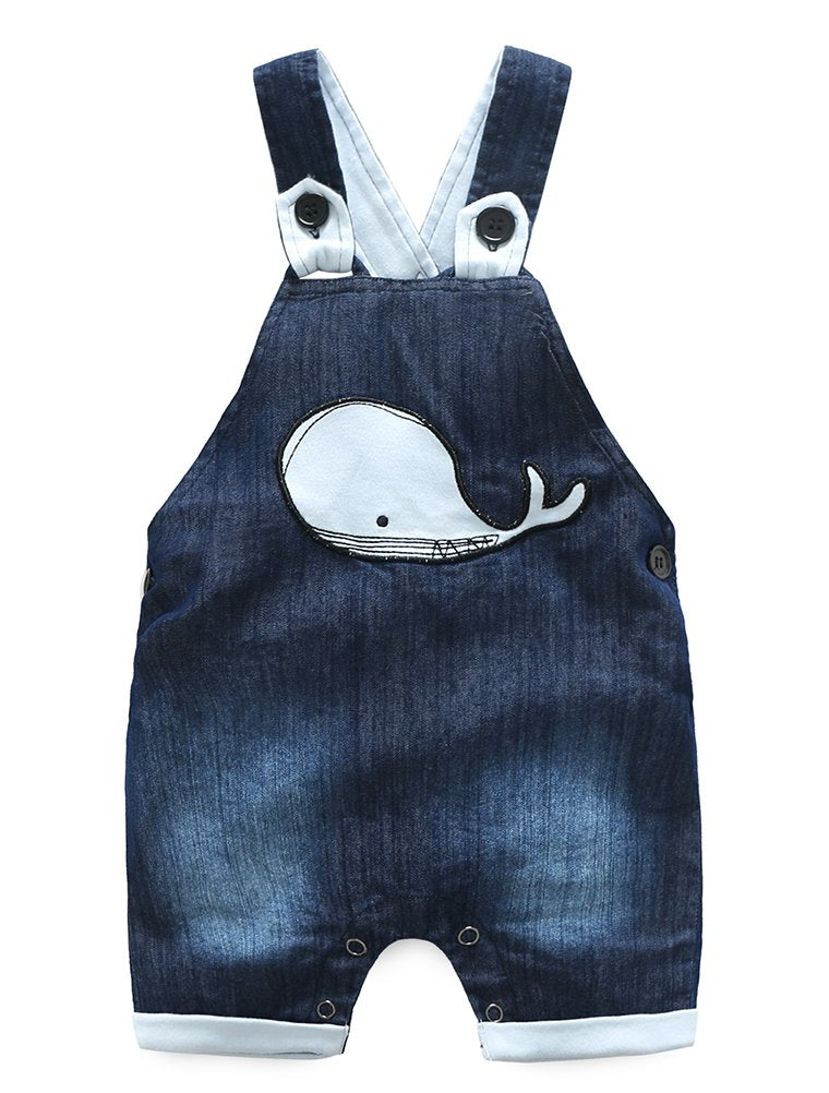 Abolai Cute Baby Boys Clothes Toddler Whale Jeans Romper Set With Blue Short Sleeve T-Shirt Blue 90