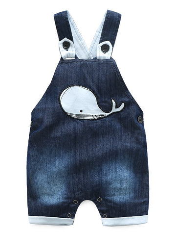 Abolai Cute Baby Boys Clothes Toddler Whale Jeans Romper Set With Blue Short Sleeve T-Shirt Blue 90