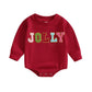 Ursobutegl My First Christmas Outfit Baby Girl Boy Letter Bubble Romper Oversized Onesie Sweatshirt Fall Winter Clothes (Red-Jol