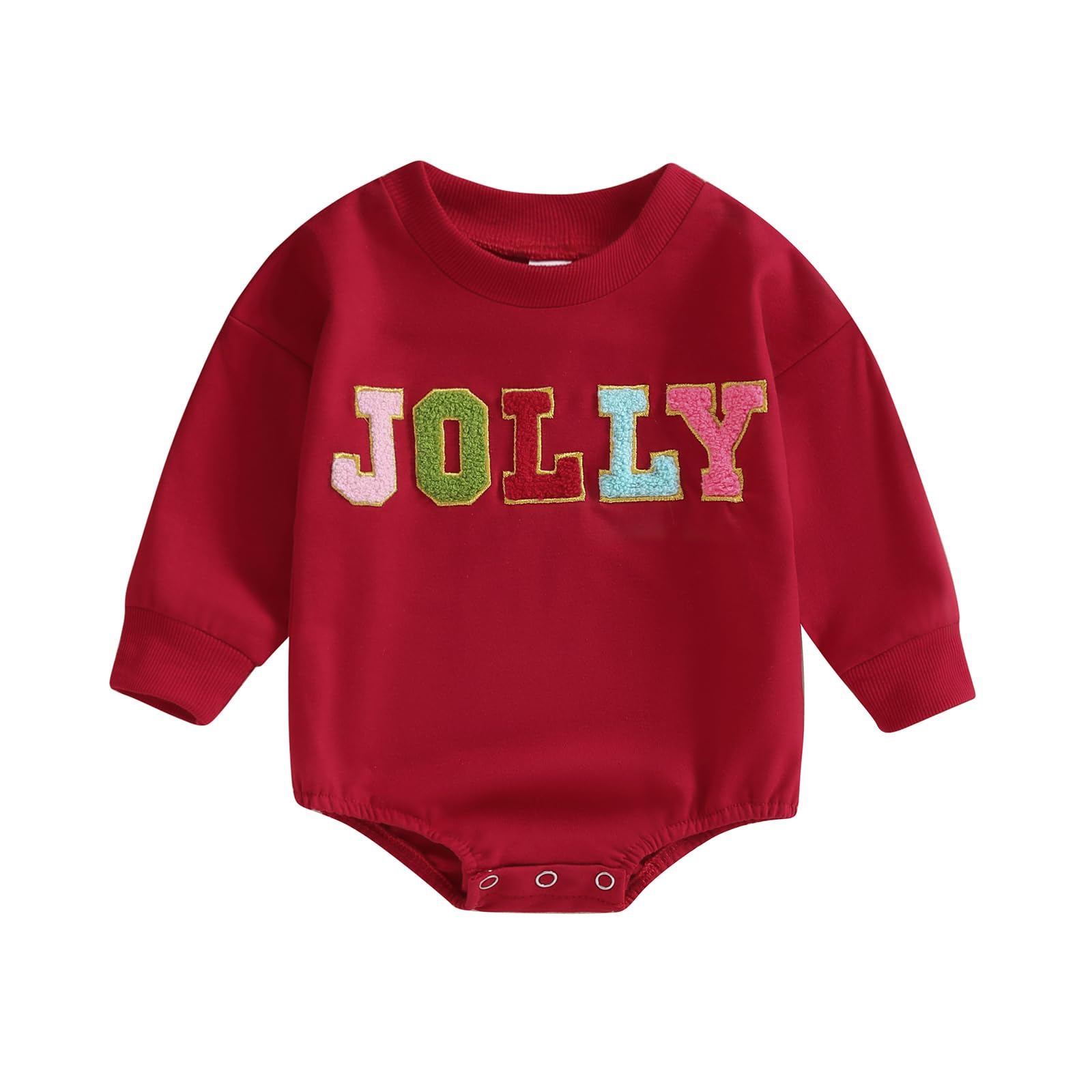 Ursobutegl My First Christmas Outfit Baby Girl Boy Letter Bubble Romper Oversized Onesie Sweatshirt Fall Winter Clothes (Red-Jol