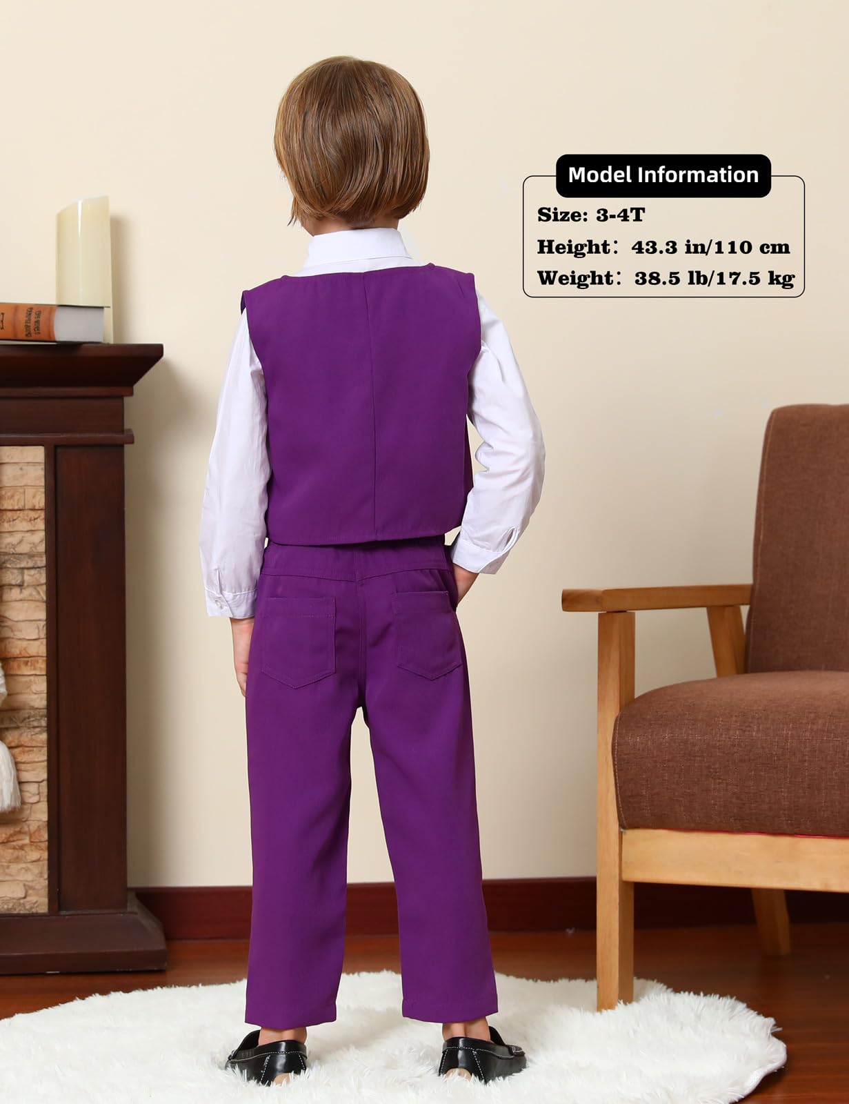 A&J Design Baby Suits For Boys Halloween Mardi Gras Wedding Gentleman Formal Outfit Tuxedo Vest Set Purple 12-18 Months