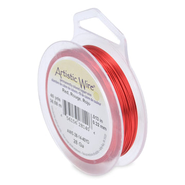 Artistic Wire, 28 Gauge  32 Mm Tarnish Resistant Colored Copper Craft Wire, Red, 40 Yd  365 M