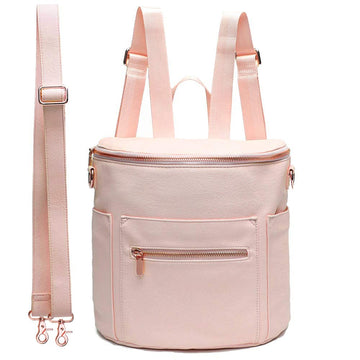 Mini Diaper Bag Leather By Miss Fong,Small Diaper Bag With In Bag Organizer, Insulated Pocket And Shoulder Strap(Pink Rose)
