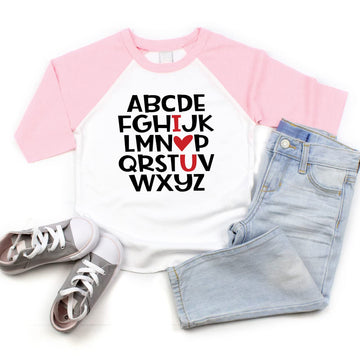 Bump And Beyond Designs Cute Girls And Boys Valentine'S Day Shirt, I Love You (Light Pink 5T)
