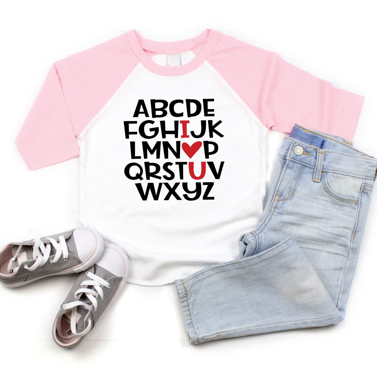 Bump And Beyond Designs Cute Girls And Boys Valentine'S Day Shirt, I Love You (Light Pink 4T)