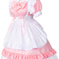 Irtysh Women Sweet Kawaii Costume Dress Anime French Maid Cosplay Furry Cat Ear Gloves Socks Set(Pink 2Xl)