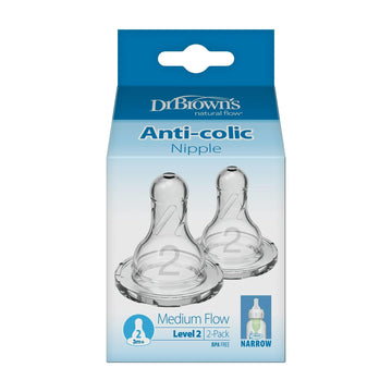 Dr. Browns Dr Brown Natural Flow Level 2 Narrow Nipple Set of 2 (3M+) Clear