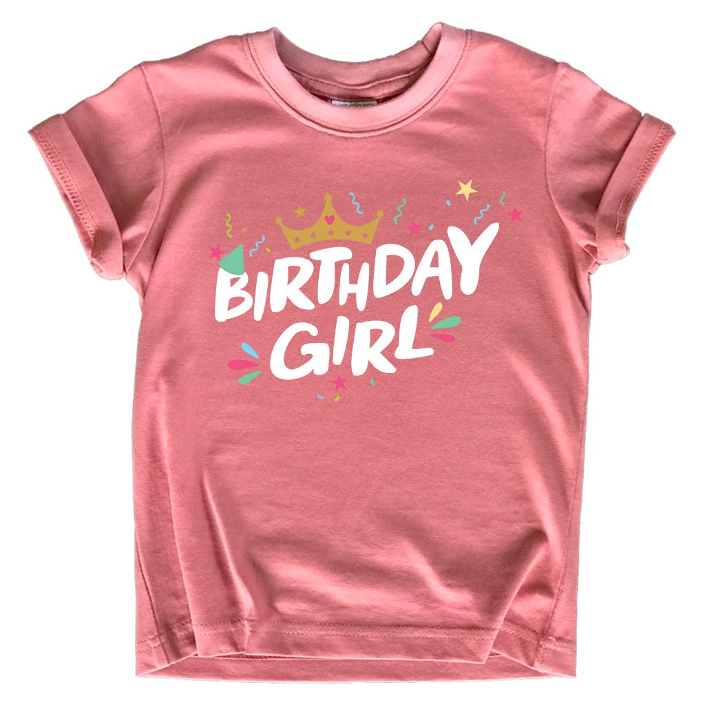Birthday Girl Shirt Crown 1St First 2Nd Two 3Rd 4Th 5Th Toddler Birthday Outfit (Mauve, 5 Years)