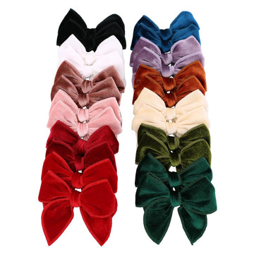 24 Pcs Small Velvet Fable Bow Hair Clips Barrettes for Baby Girl Velvet Hair Bows Alligator Clip Accessories for Toddler Kids Li
