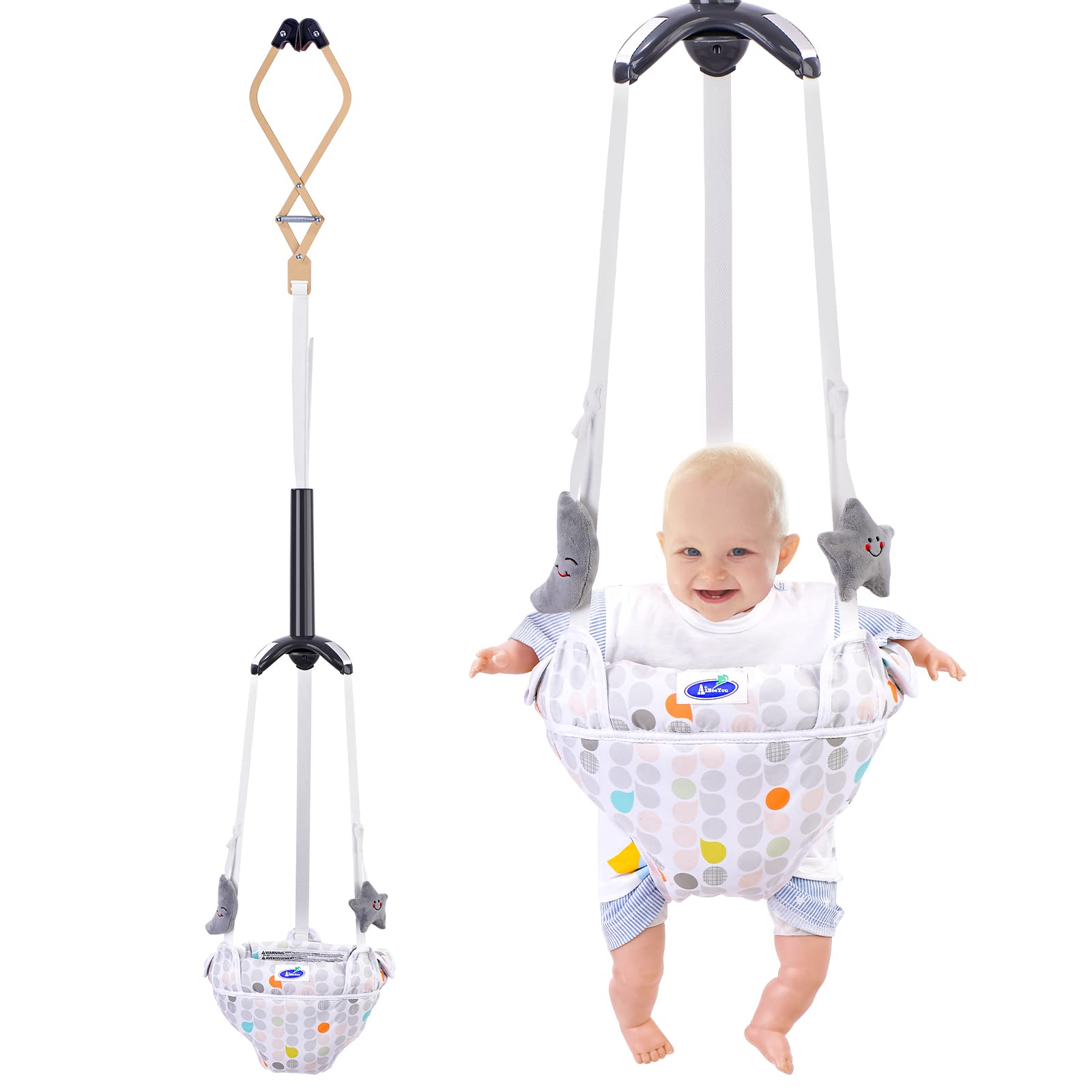 Baby Doorway Jumper, Baby Jumper for Indoor/Outdoor Play, Doorway Jumper for Baby with Adjustable Strap, Easy to Assemble & Stor