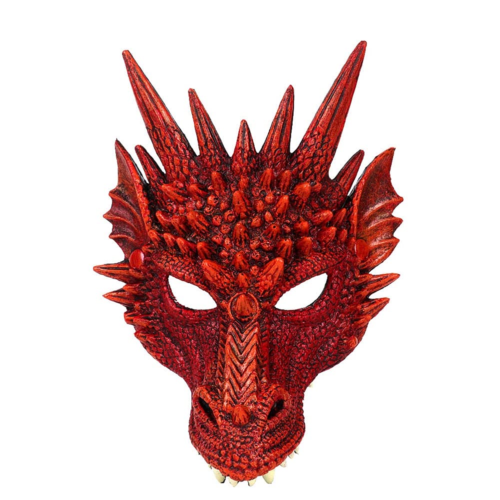 Crtepst Dragon Costume For Kids Boys Girls, Dragon Wing Tail Mask Set,Halloween Dinosaur Cosplay Set For Child (Red)