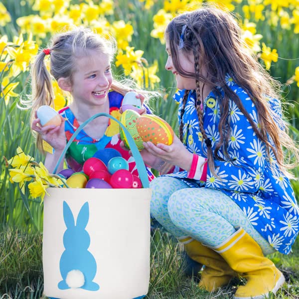 Sunboom 3 Pack Easter Baskets For Kids Empty, Easter Egg Hunt Basket With Handle - Easter Bunny Baskets For Boys & Girls, Canvas