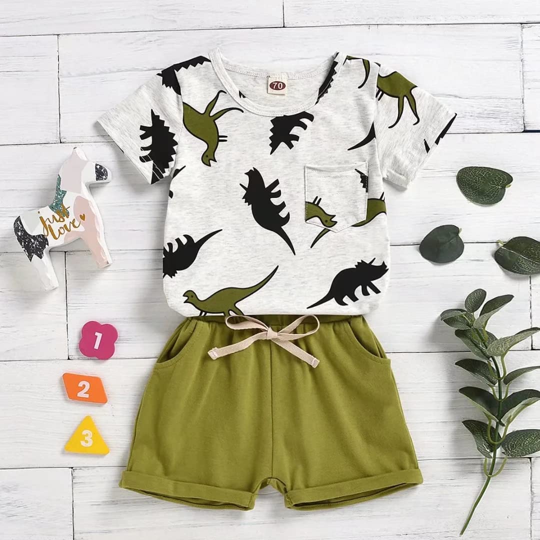 2T Boys Clothes Toddler Boys Summer Outfits Dinosaur T-Shirt & Shorts Set 2 Piece