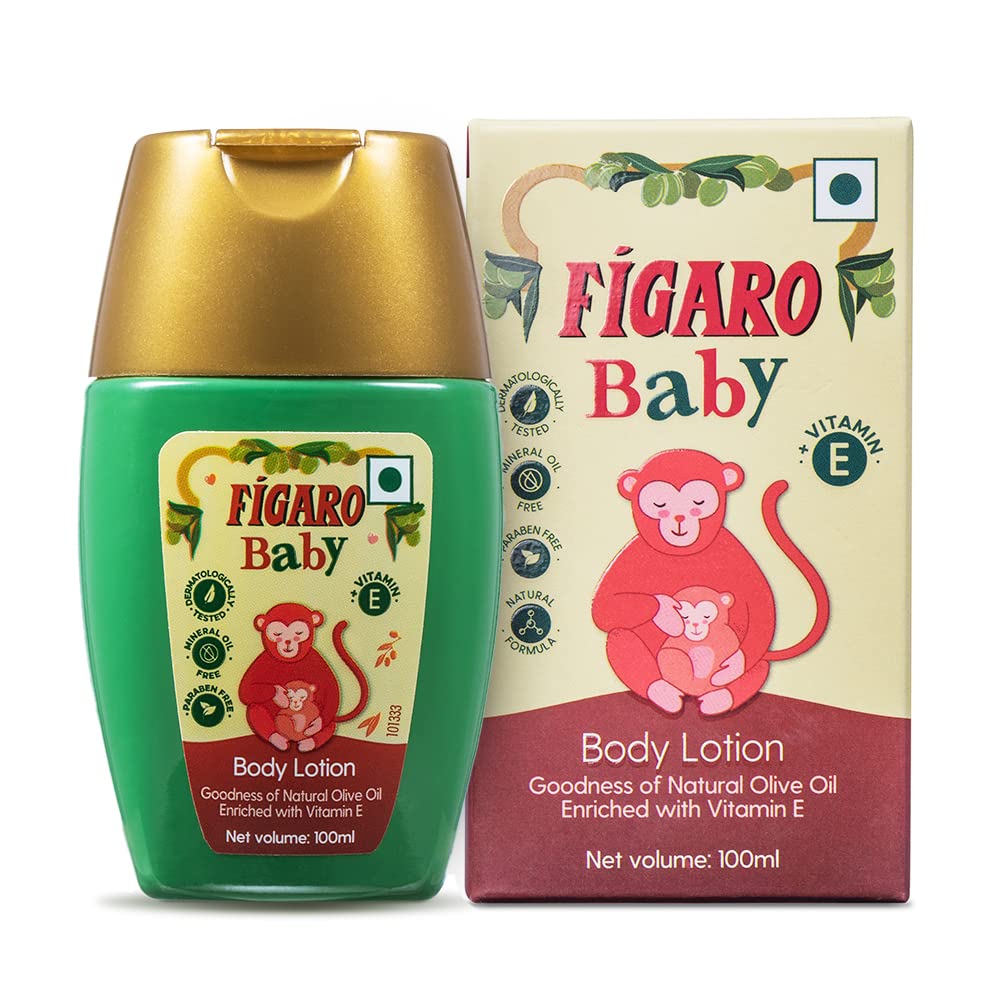 Figaro Baby Lotion | 100 Ml | Natural Olive Oil | Enriched With Vitamin E | Moisturizer With Natural Formula | Paraben Free | De