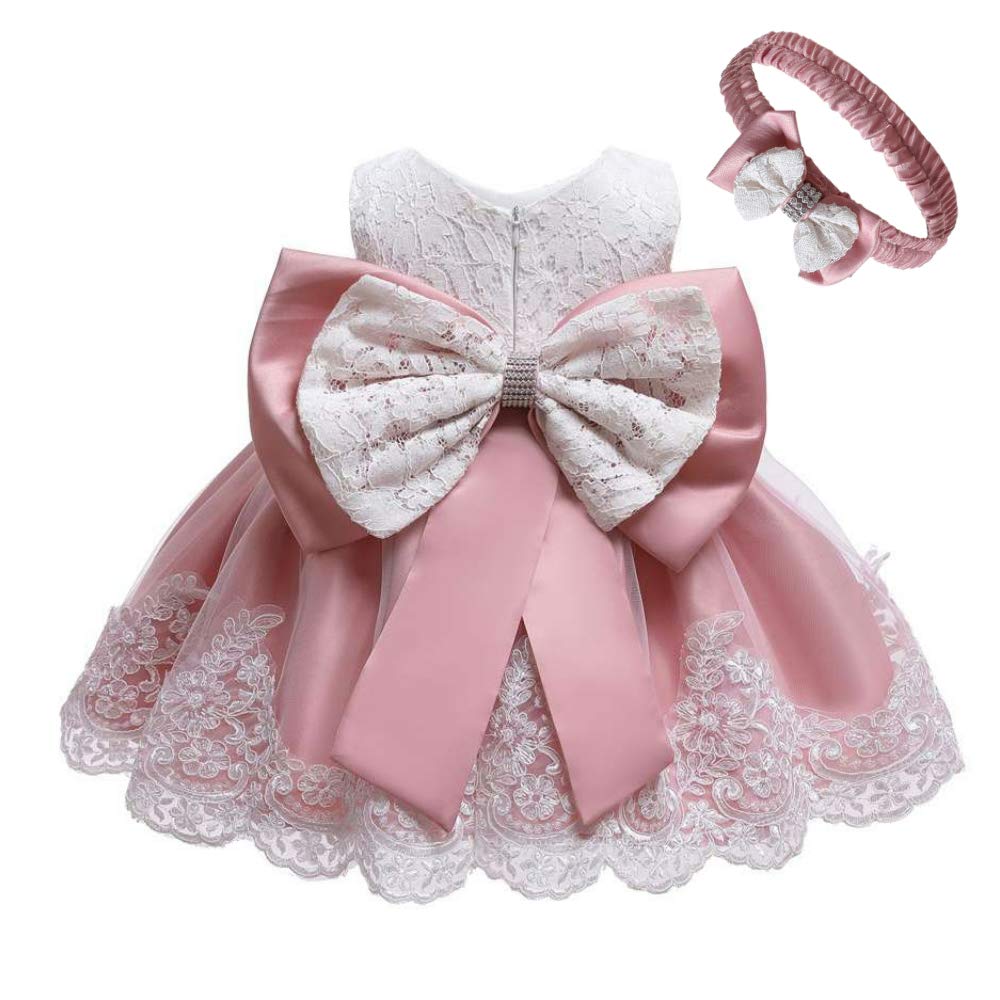 Baby Christmas Embroidery Lace Dresses Little Kid Easter Halloween Wedding Formal Event Dress (Cameobrown 8348,24M)