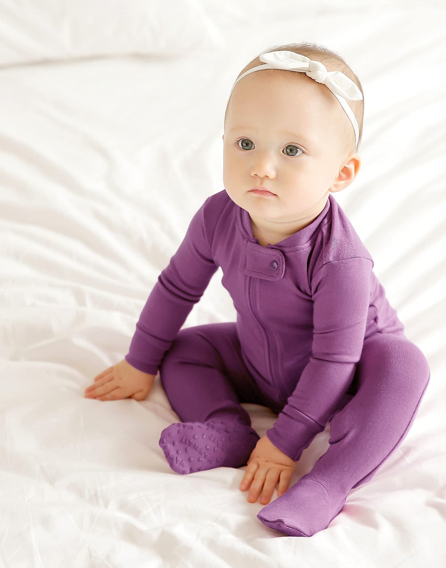 Vaenait Baby Toddler Boys Girls Solid Footie Pajama Cozy Modal Purple 24M