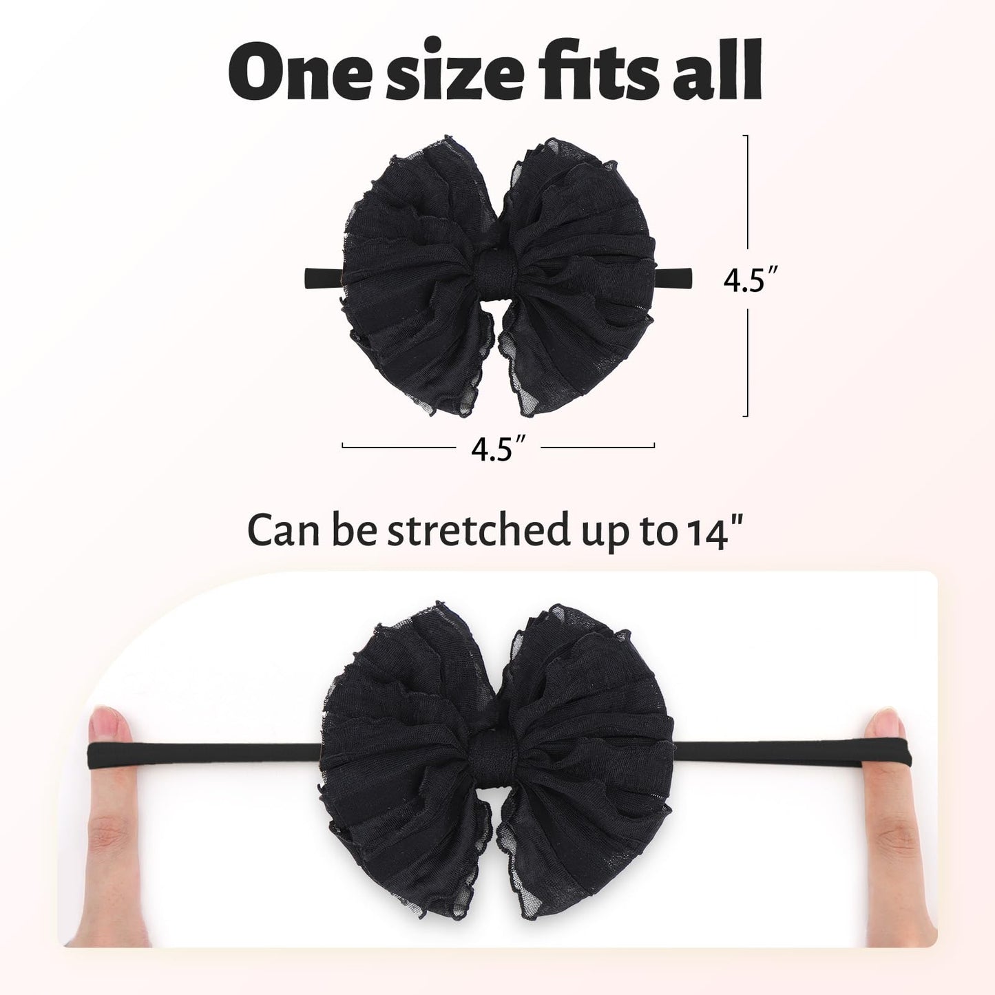 Lanmerry Baby Girls Headbands Bows Newborn Lace Hair Bow Hair Accessories For Infant Baby Girls Headband Toddler Black White Lig
