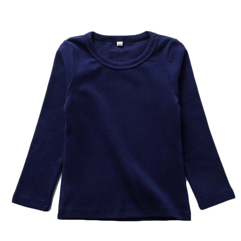 Kisbini Unisex Girls 100% Cotton Long Sleeve T-Shirt Top Tees Navy 18 Months – C WBBAPB076KQKT1R