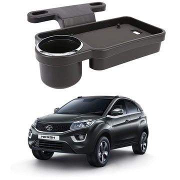 Oshotto (FT04) Foldable Car Auto Headrest Rear Back Seat Table Drink Food Cup Tray Holder Compatible with Tata Nexon  Black