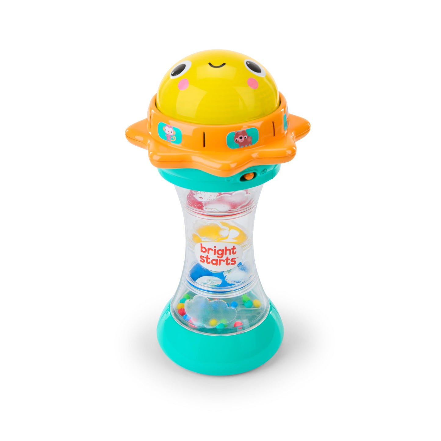 Bright Starts Just for Sun Flashlight Toy with Animal Sounds, Rainstick Rattle Beads and Mirror, Unisex Toy for Ages 6 Months+
