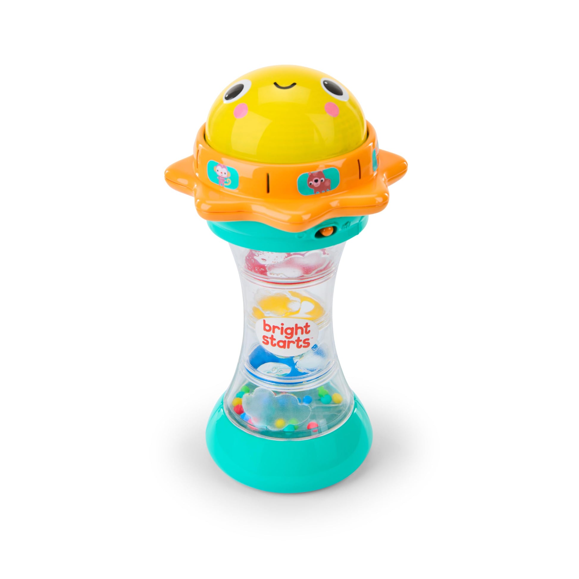 Bright Starts Just for Sun Flashlight Toy with Animal Sounds, Rainstick Rattle Beads and Mirror, Unisex Toy for Ages 6 Months+