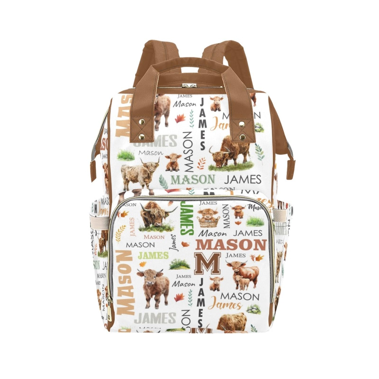 Personalized Diaper Bag Backpack for Women, Custom Nursing Mommy Daypack with Name, Diaper Bag for Girls Boys, New Mom Gifts (Hi