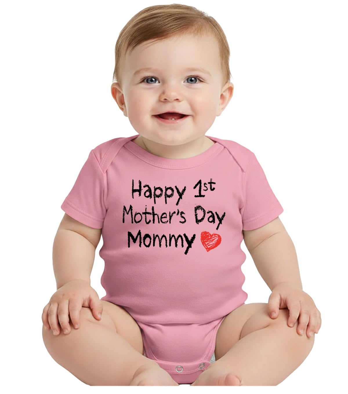 MotherS Day Gift Idea Happy First Mothers Day Mommy Bodysuit Baby Onesie 6  12 Months Pink