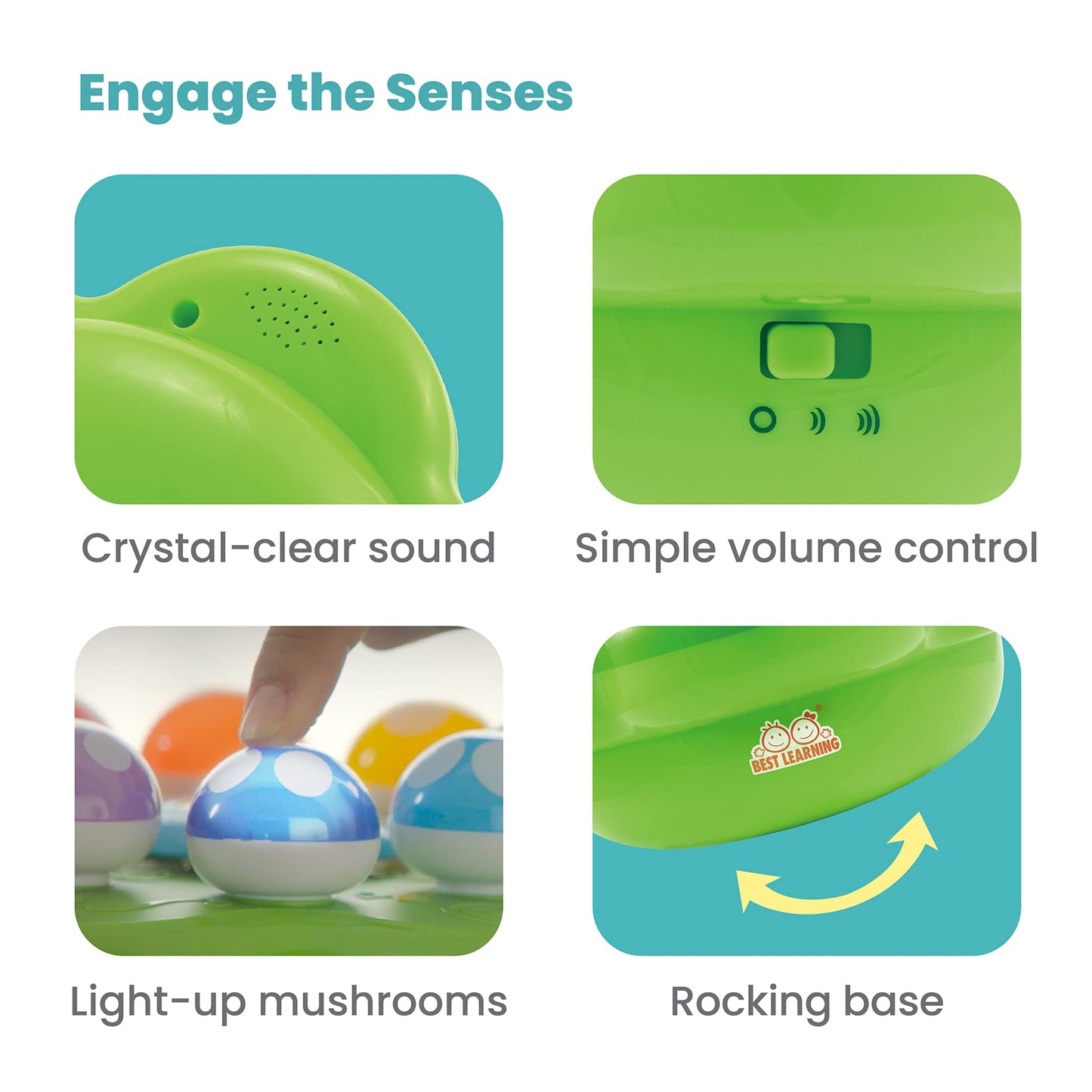 BEST LEARNING Mushroom Garden - Interactive Educational Light-Up Toddler Toys for 1 to 3 Years Old Infants & Toddlers - Colors,