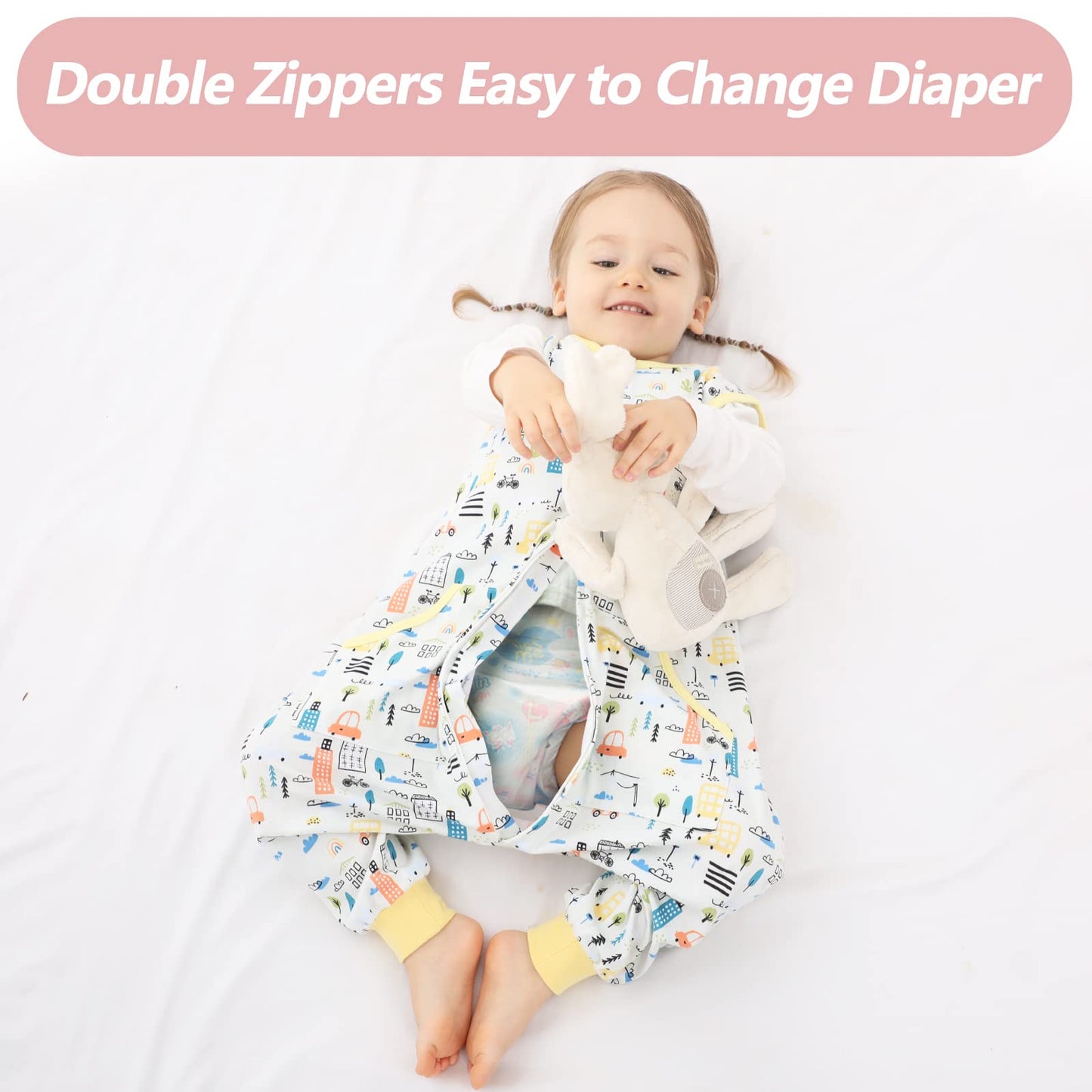 HOMEAL Sleep Sack, 2t-3t Toddler Sleeping Sack with Legs, Sleeveless Baby Sleep Sack for Early Walkers
