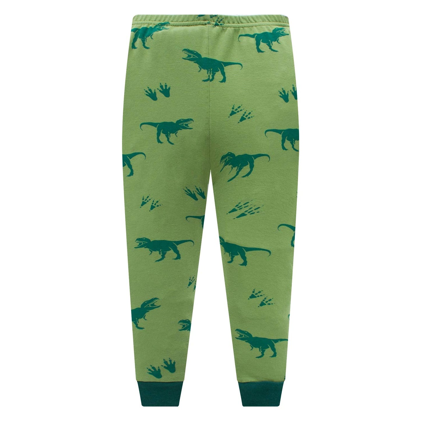 Popshion Boys Dinosaur Pajamas Set 100% Cotton T-Rex Pjs Toddler Long Sleeve Sleepwear Kids Clothes Set Green Dino Shirt 5T
