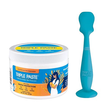 Triple Paste Diaper Rash Cream And Spatula Bundle - 8 Oz Zinc Oxide Ointment And Diaper Cream Spatula Treat, Soothe And Prevent