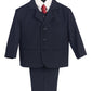 5 Piece Navy Blue Suit With Shirt, Vest, And Tie - Size L (12 Month)