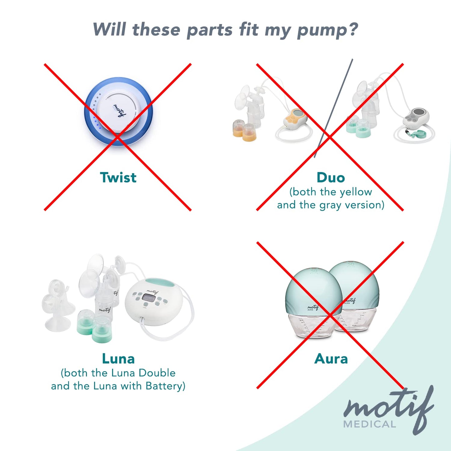 Motif Medical Slow-Flow Baby Bottle Nipples For Luna