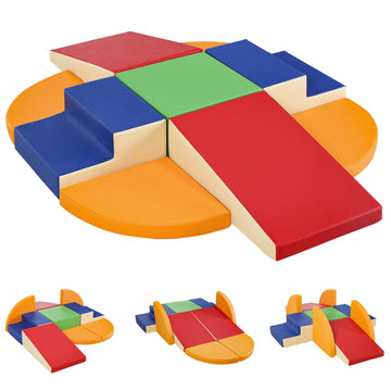 TODIBY 9-Piece Climbing Foam Blocks: Soft PU Leather - Baby Climb and Crawl Activity Blocks - Kids Play Gym Equipment Indoor for