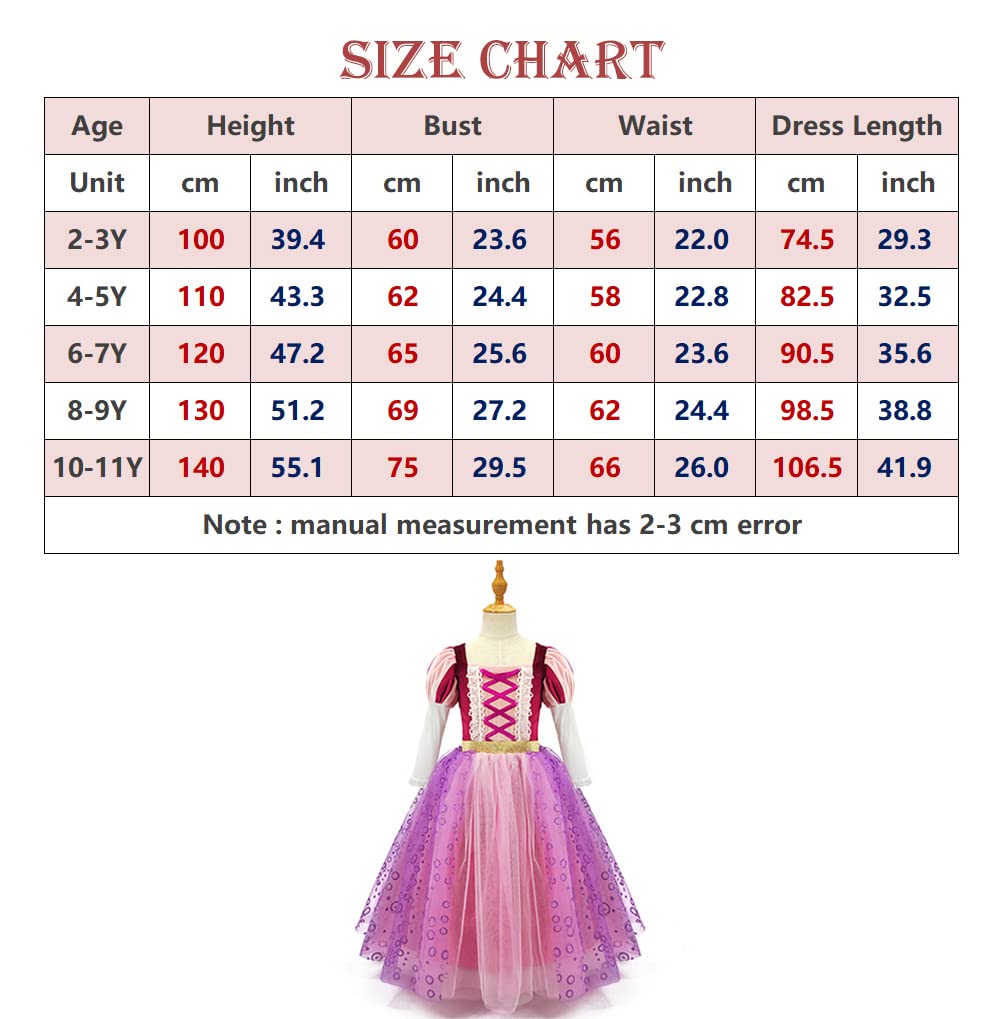 Tyhtym Rapunzel Costume Little Girls Tangled Princess Cosplay Flowers Purple Dress Up Halloween Birthday Party With Tiara Access
