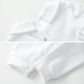 Pureborn Baby Boys Baptism Outfits Long Sleeve Christening Romper Organic Cotton Jumpsuit With Bonnet And Bib 3 Pcs White 3-6 Mo
