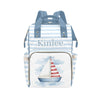 Personalized Sailing Diaper Bag Backpack with Name - Custom Baby Travel Tote for Mom or Dad, Nursing Bag for Girls, Shower Gift 