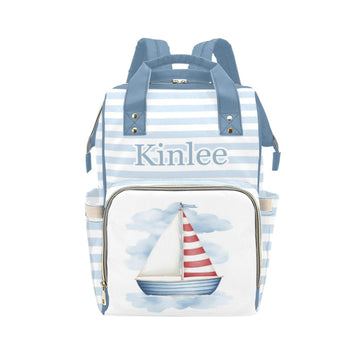 Personalized Sailing Diaper Bag Backpack with Name - Custom Baby Travel Tote for Mom or Dad, Nursing Bag for Girls, Shower Gift 
