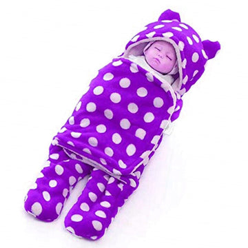 NAMAN Newborn Plush Swaddle, Hodded Blanket, Sleeping Bag, Warm and Soft Swaddle Wrap for Baby boy and Baby GirlPurple_Circle