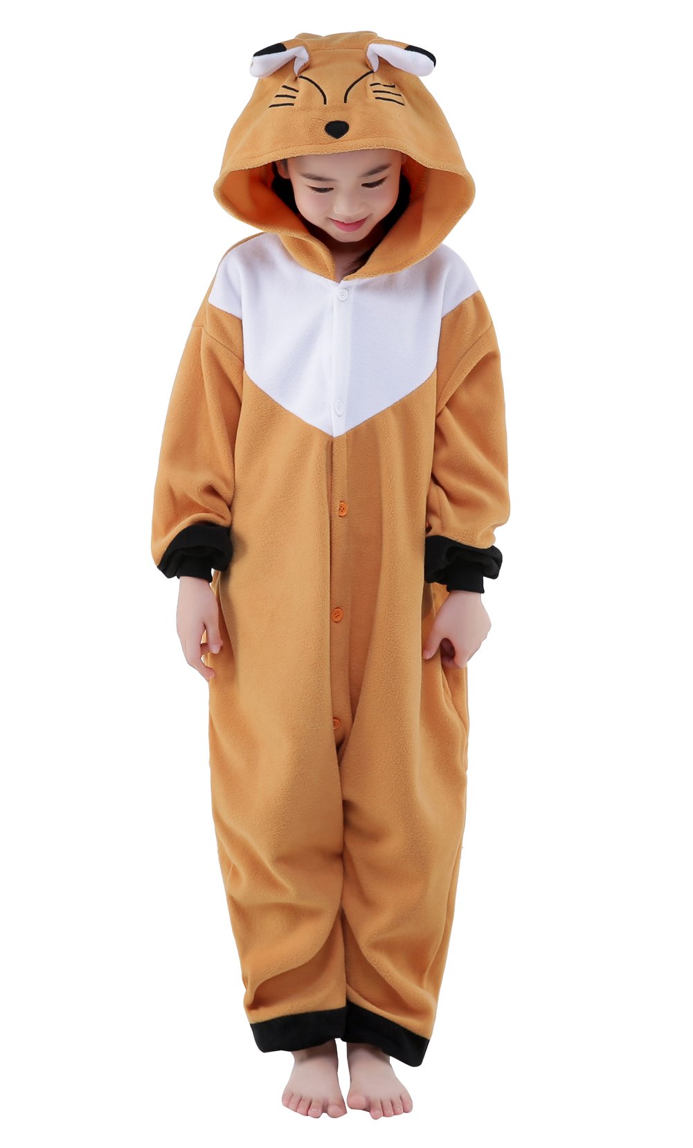 Canasour Fox Onesie Kids Halloween Cosplay Costume Girls One Piece Pjs Anime Unisex Hoodie Pajamas Brown For 4T Boys Party Pyjam