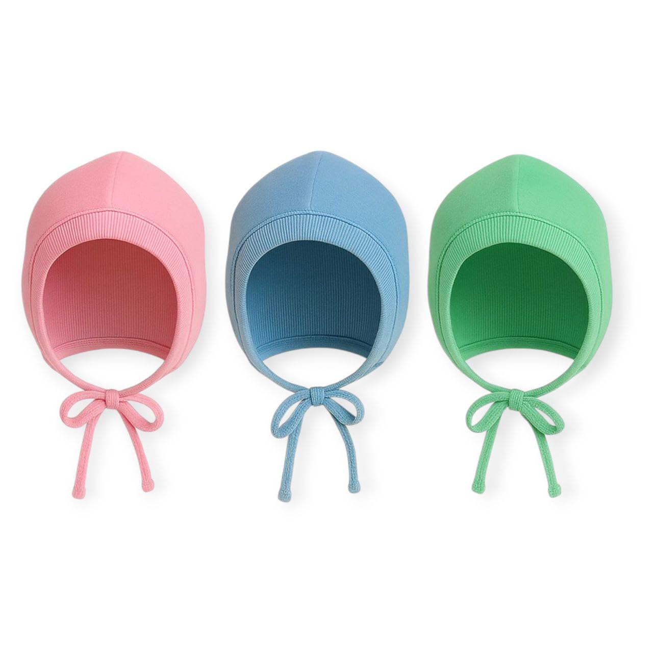 Fashflow Unisex Pure Cotton Caps/Topi For Babies Combo Pack Of 3 With Knot Closure (In, Age, 12 Months, 18 Months, Plain)